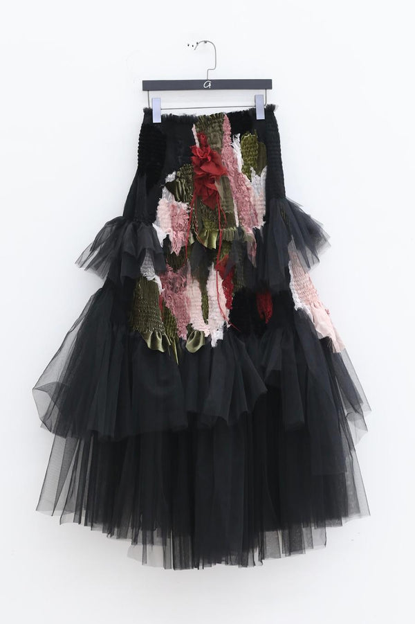 CAROLINE HU handmade asymmetric skirt AW21FLOREDSK01S